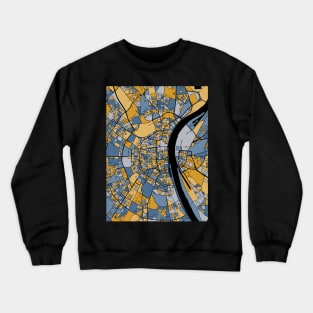 Cologne Map Pattern in Blue & Gold Crewneck Sweatshirt